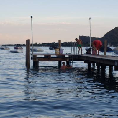 Jumping in Lago di Garda after diner.